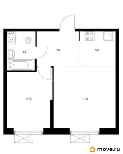 1-комн. квартира, 41.2 м&sup2;