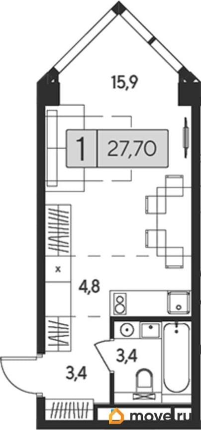 студия, 27.7 м&sup2;
