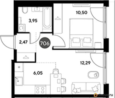 1-комн. квартира, 35.26 м&sup2;