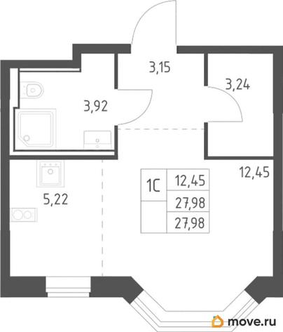 студия, 27.98 м&sup2;