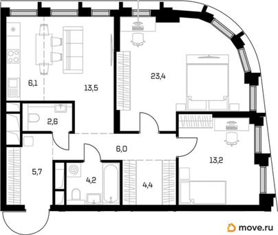 2-комн. квартира, 79.1 м&sup2;
