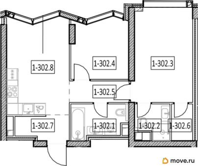 2-комн. квартира, 57.5 м&sup2;