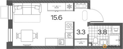 студия, 22.7 м&sup2;