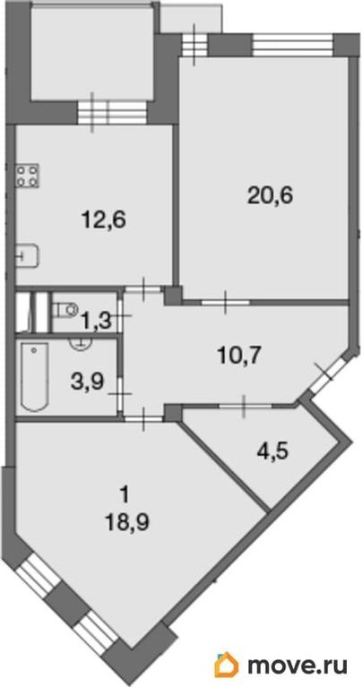 2-комн. квартира, 72.5 м&sup2;