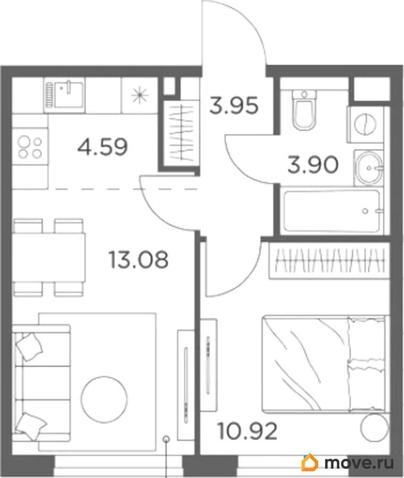 1-комн. квартира, 36.44 м&sup2;