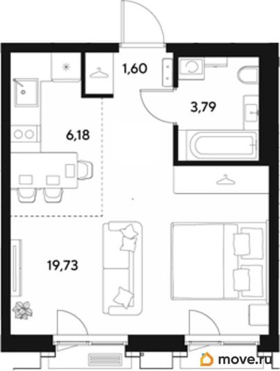 студия, 31.3 м&sup2;