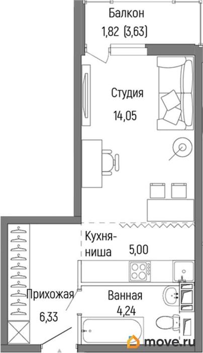студия, 31.44 м&sup2;