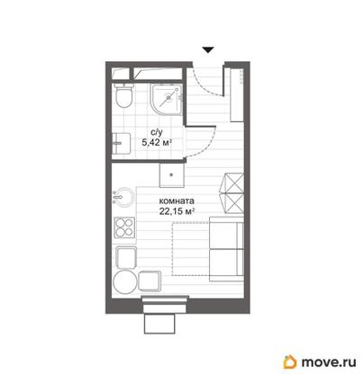 студия, 27.81 м&sup2;
