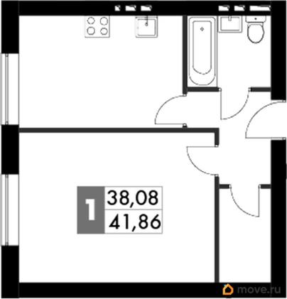 1-комн. квартира, 41.86 м&sup2;