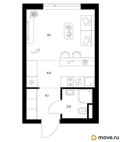 студия, 19.2 м&sup2;