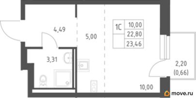студия, 23.46 м&sup2;
