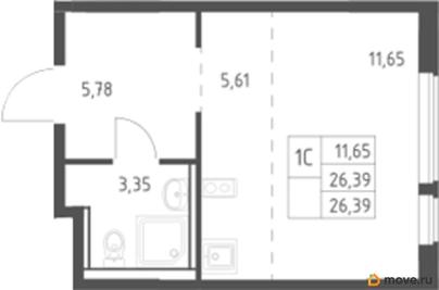 студия, 26.39 м&sup2;