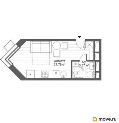 студия, 25.16 м&sup2;