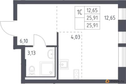 студия, 25.91 м&sup2;