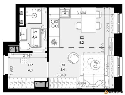 студия, 23.9 м&sup2;