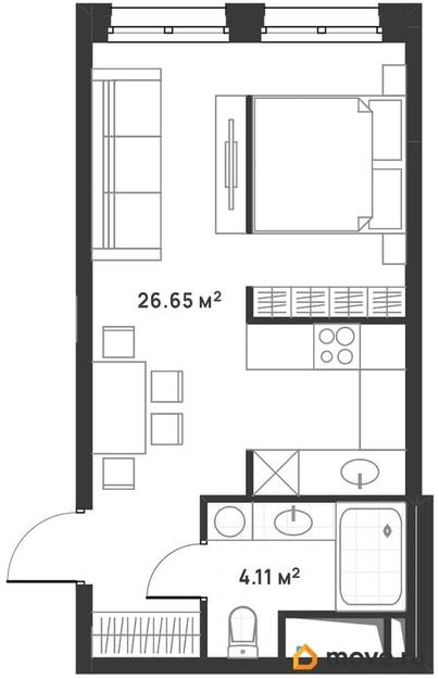 студия, 30.76 м&sup2;
