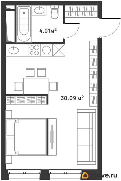студия, 34.1 м&sup2;