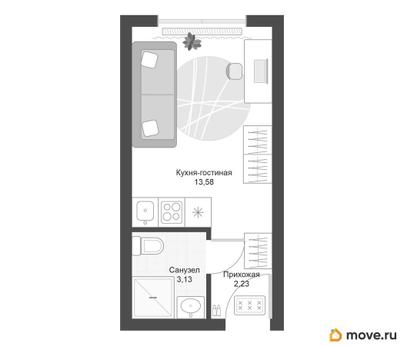 студия, 18.94 м&sup2;