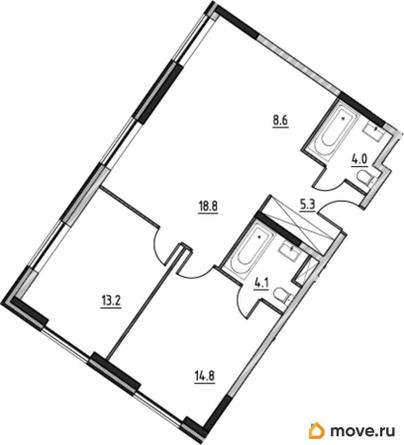 2-комн. квартира, 68.5 м&sup2;