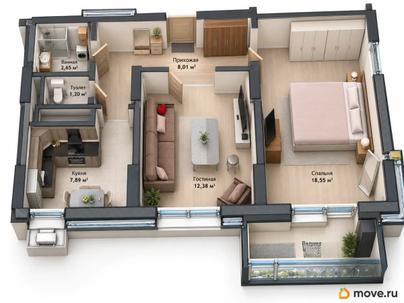 2-комн. квартира, 50.6 м&sup2;