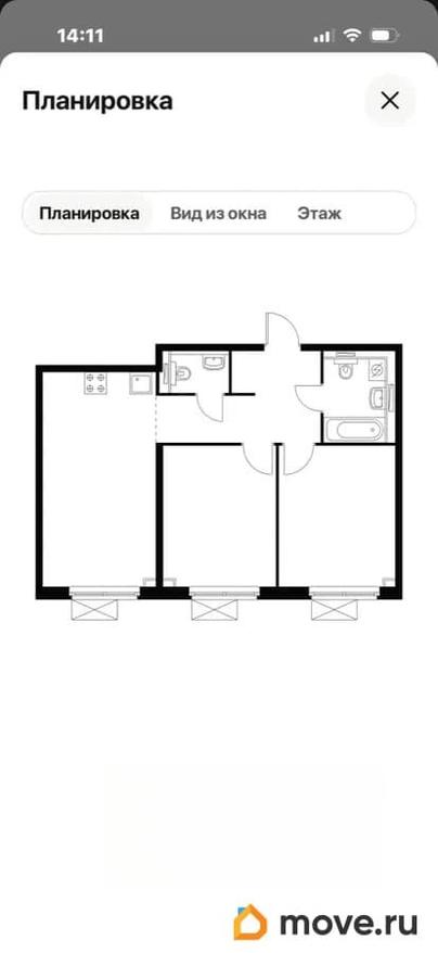 2-комн. квартира, 56.7 м&sup2;