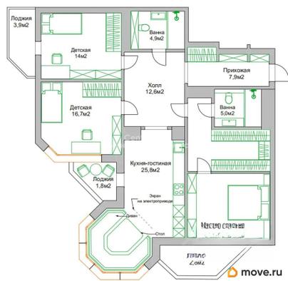3-комн. квартира, 113.5 м&sup2;