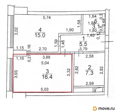 1-комн. квартира, 48.4 м&sup2;