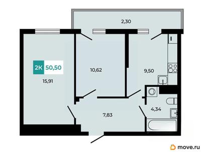 2-комн. квартира, 50.5 м&sup2;