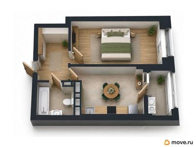 1-комн. квартира, 42.8 м&sup2;