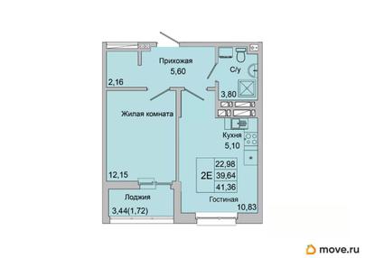 2-комн. квартира, 41.12 м&sup2;
