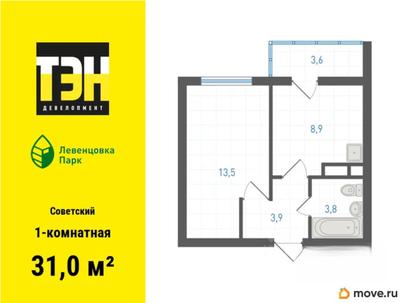 1-комн. квартира, 31 м&sup2;