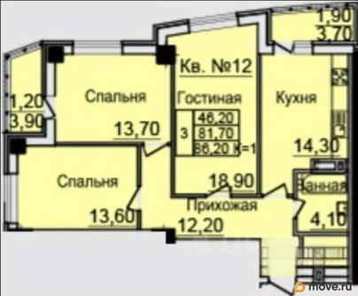3-комн. квартира, 81.7 м&sup2;