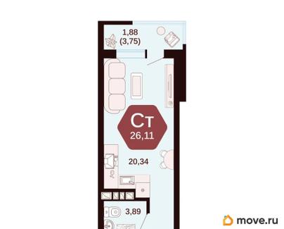 студия, 26.11 м&sup2;