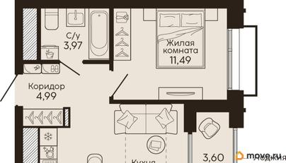 1-комн. квартира, 37.66 м&sup2;
