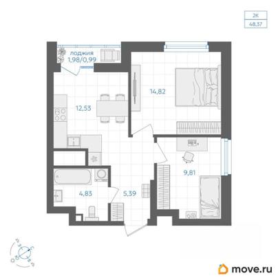 2-комн. квартира, 47.9 м&sup2;