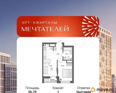 1-комн. квартира, 35.24 м&sup2;