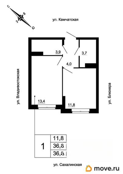 1-комн. квартира, 36.8 м&sup2;