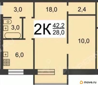 2-комн. квартира, 42.7 м&sup2;