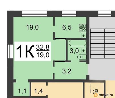 1-комн. квартира, 32.8 м&sup2;