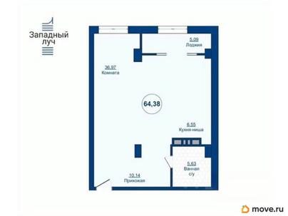 2-комн. квартира, 64.48 м&sup2;
