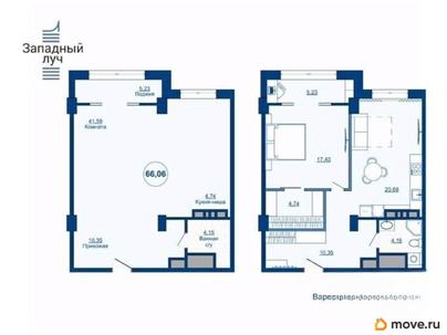 2-комн. квартира, 66.06 м&sup2;