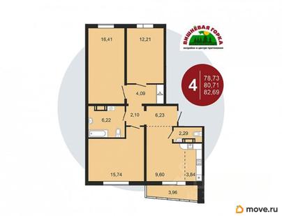 4-комн. квартира, 88.6 м&sup2;