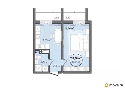 1-комн. квартира, 38.18 м&sup2;