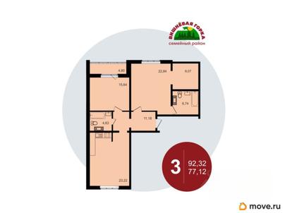 3-комн. квартира, 97.12 м&sup2;