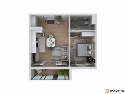 1-комн. квартира, 43.02 м&sup2;