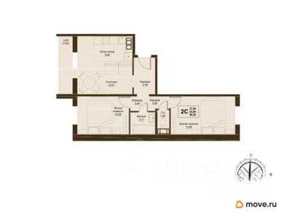 3-комн. квартира, 52.9 м&sup2;
