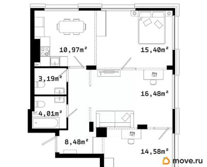2-комн. квартира, 75.9 м&sup2;