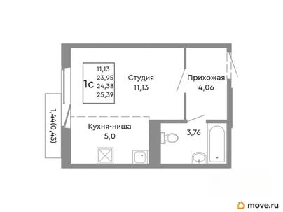студия, 24.38 м&sup2;