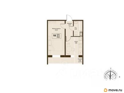 1-комн. квартира, 35.1 м&sup2;