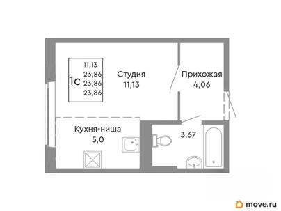 студия, 23.86 м&sup2;